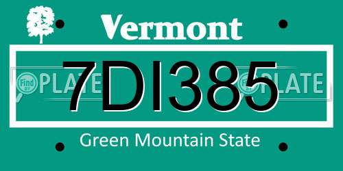 7DI385 Vermont License Plate