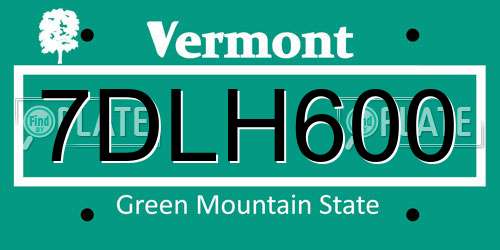 7DLH600 Vermont License Plate