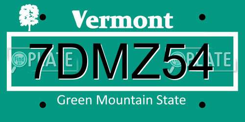 7DMZ54 Vermont License Plate