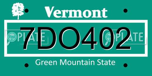 7DO402 Vermont License Plate