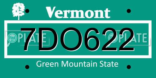 7DO622 Vermont License Plate