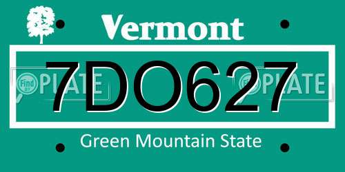 7DO627 Vermont License Plate