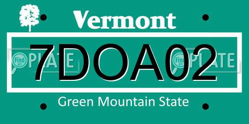 7DOA02 Vermont License Plate