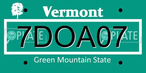 7DOA07 Vermont License Plate
