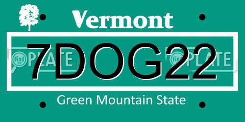 7DOG22 Vermont License Plate