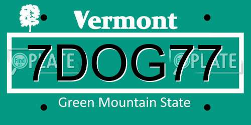 7DOG77 Vermont License Plate