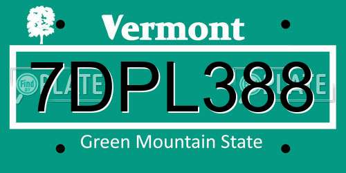 7DPL388 Vermont License Plate