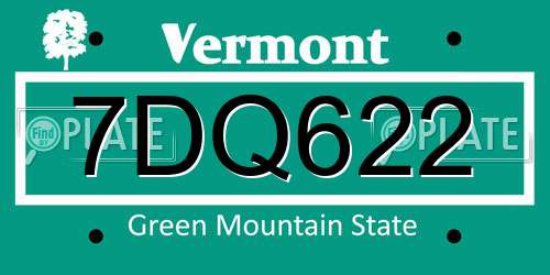 7DQ622 Vermont License Plate