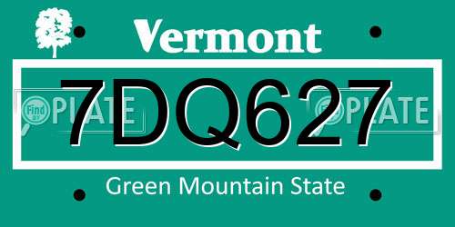 7DQ627 Vermont License Plate