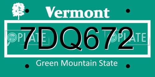 7DQ672 Vermont License Plate