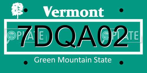 7DQA02 Vermont License Plate
