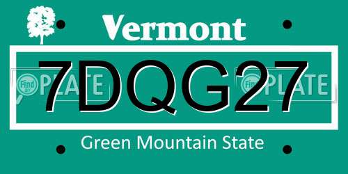 7DQG27 Vermont License Plate