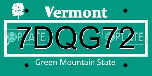 7DQG72 Vermont License Plate