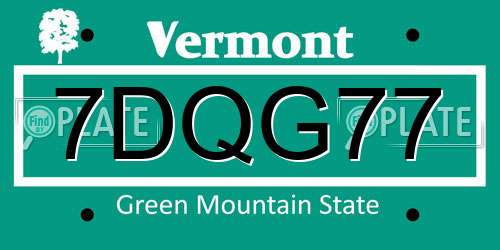7DQG77 Vermont License Plate