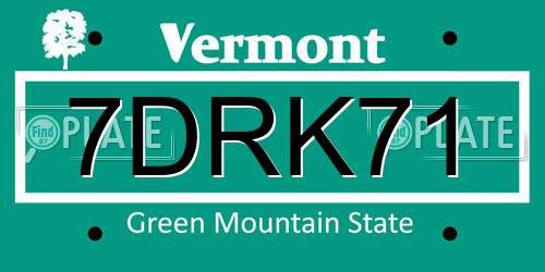 7DRK71 Vermont License Plate