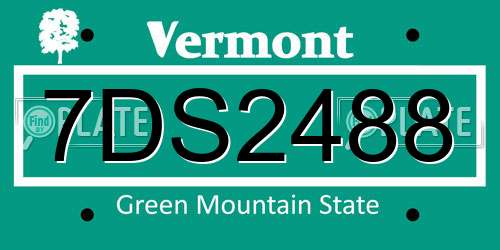 7DS2488 Vermont License Plate
