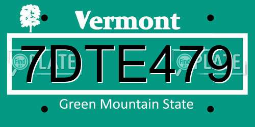 7DTE479 Vermont License Plate