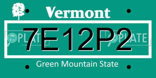 7E12P2 Vermont License Plate