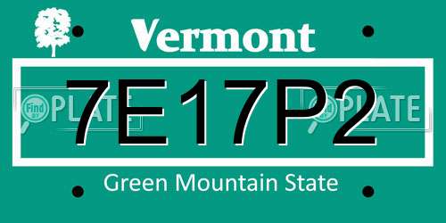 7E17P2 Vermont License Plate