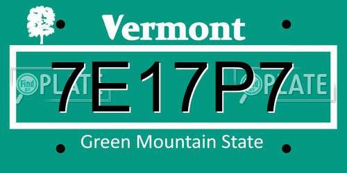7E17P7 Vermont License Plate