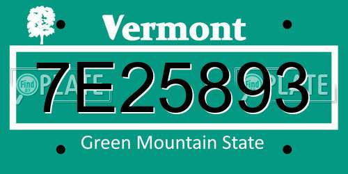 7E25893 Vermont License Plate