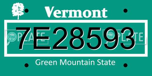 7E28593 Vermont License Plate