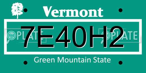 7E40H2 Vermont License Plate