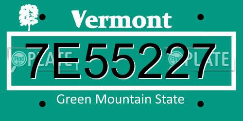 7E55227 Vermont License Plate