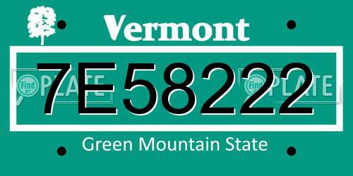 7E58222 Vermont License Plate