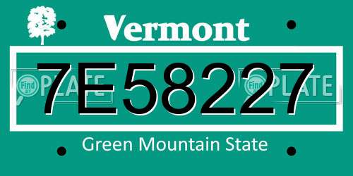 7E58227 Vermont License Plate