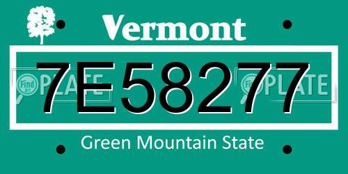 7E58277 Vermont License Plate