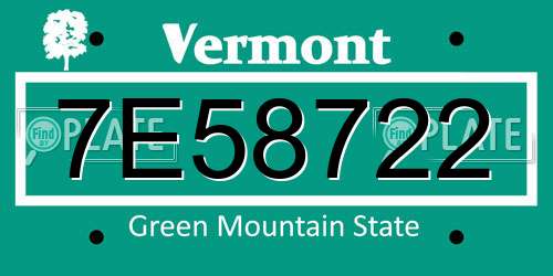 7E58722 Vermont License Plate