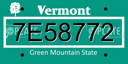 7E58772 Vermont License Plate