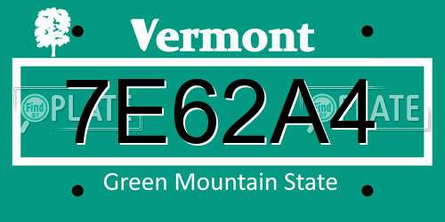 7E62A4 Vermont License Plate