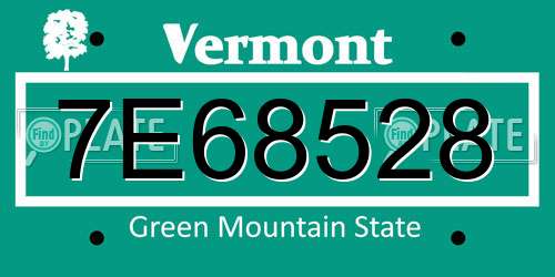 7E68528 Vermont License Plate
