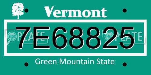7E68825 Vermont License Plate