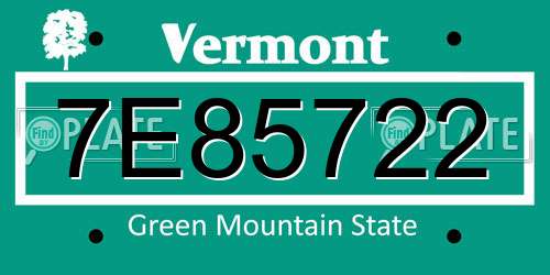 7E85722 Vermont License Plate