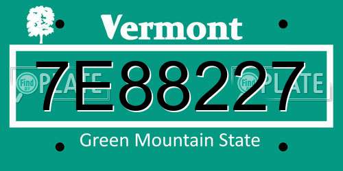 7E88227 Vermont License Plate