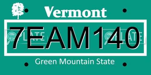 7EAM140 Vermont License Plate