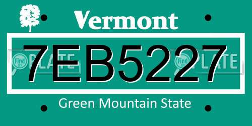 7EB5227 Vermont License Plate