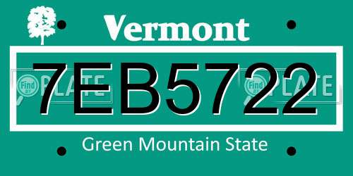 7EB5722 Vermont License Plate