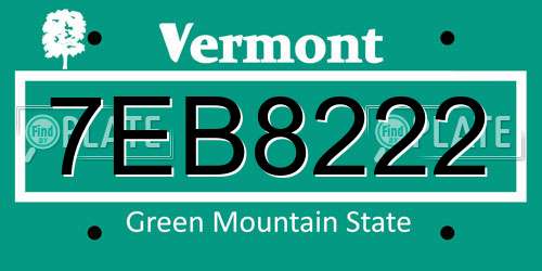 7EB8222 Vermont License Plate