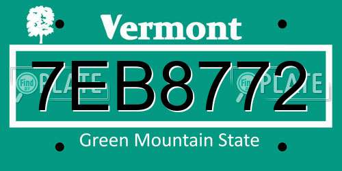 7EB8772 Vermont License Plate