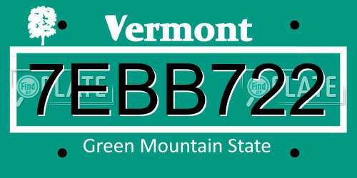 7EBB722 Vermont License Plate