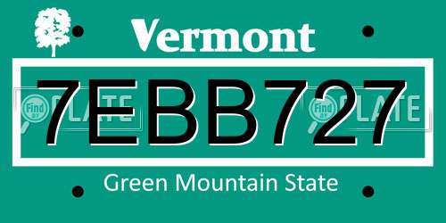 7EBB727 Vermont License Plate