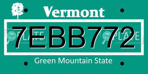 7EBB772 Vermont License Plate