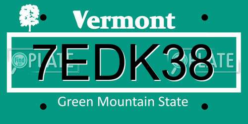 7EDK38 Vermont License Plate