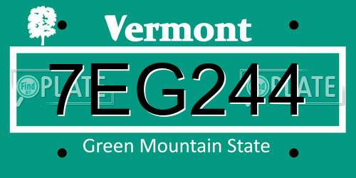 7EG244 Vermont License Plate