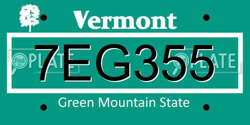 7EG355 Vermont License Plate