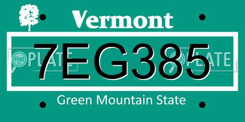 7EG385 Vermont License Plate